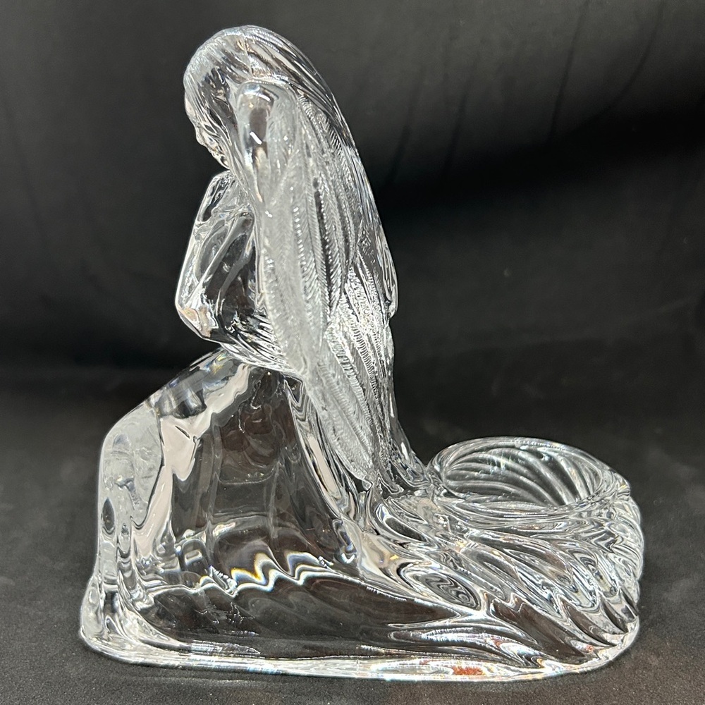 Vintage Lead Crystal Praying Kneeling Angel Tea Light Votive Candle Holder - Picture 4 of 11